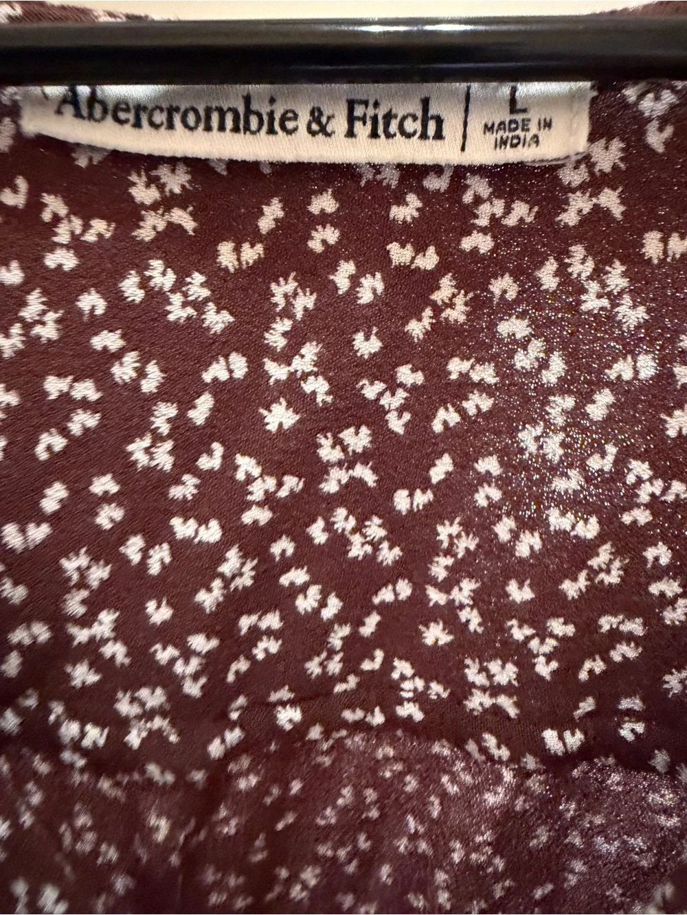 Abercrombie & Fitch Brown Floral V-Neck Smocked Waist Blouse